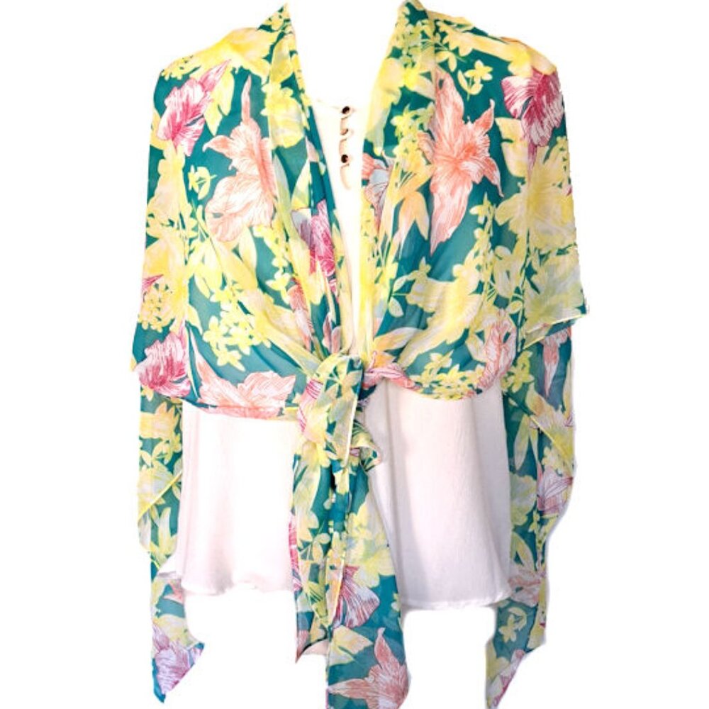 SHEETR YELLOW AND FLORAL SHAWL FOR SPRING AND SUMMER